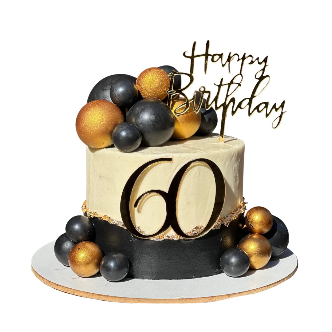 Gold and Black Birthday Cake