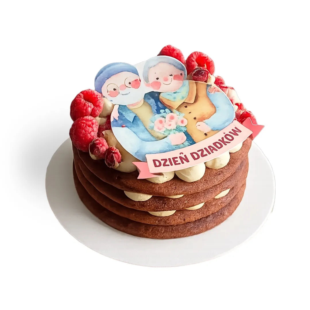 “For Beloved Grandparents” Cake (Honey Cake with Cherries)