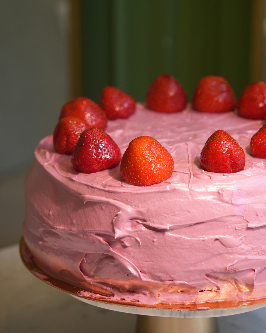 Pink Cake with Strawberries